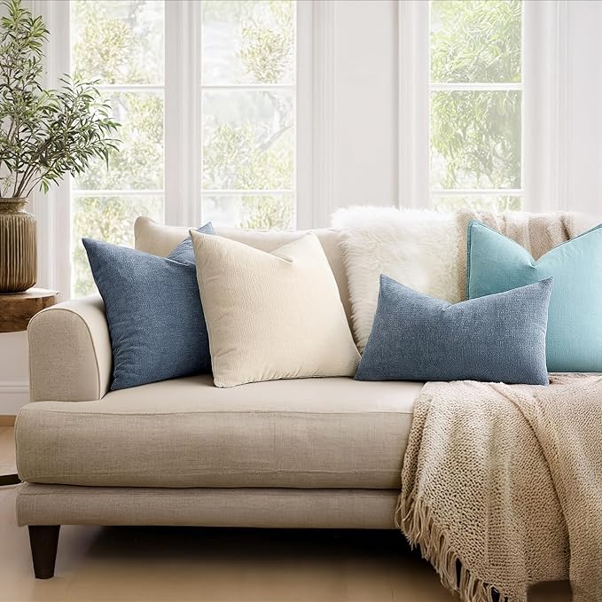 MIULEE Dark Grey Blue Couch Pillow Covers 20x20 Inch - Image 3
