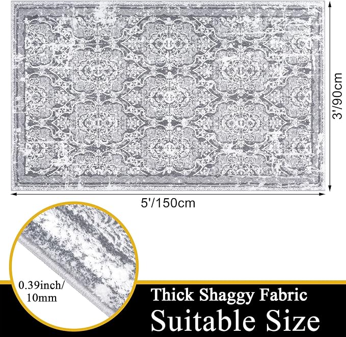 Vaukki Living Room Rug, Vintage Shaggy Soft Laundry Rug, Non Slip Kitchen Area - Image 2