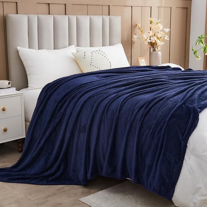 NEWCOSPLAY Super Soft Twin Blanket Dark Navy Premium Silky Flannel Fleece - Image 8