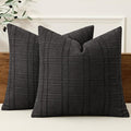 MIULEE Decorative Linen Check Euro Shams Throw Pillow Covers Neutral Farmhouse by MIULEE
