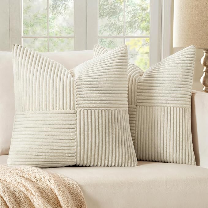 MIULEE Beige Decorative Throw Pillow Covers 22x22 Inch by MIULEE