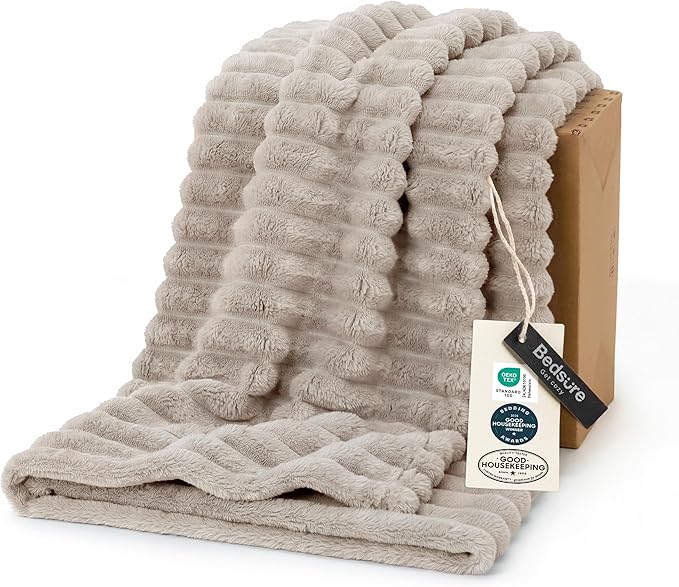 Bedsure GentleSoft Beige Throw Blanket by BEDSURE