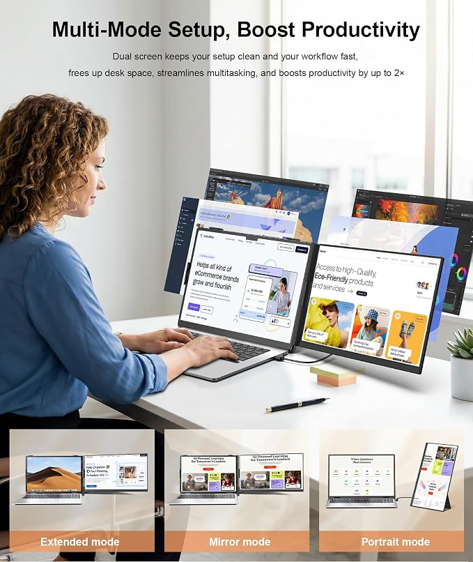15.6" Laptop Screen Extender, Ultra-Slim FHD 1080P Portable Monitor, Detachable - Image 6