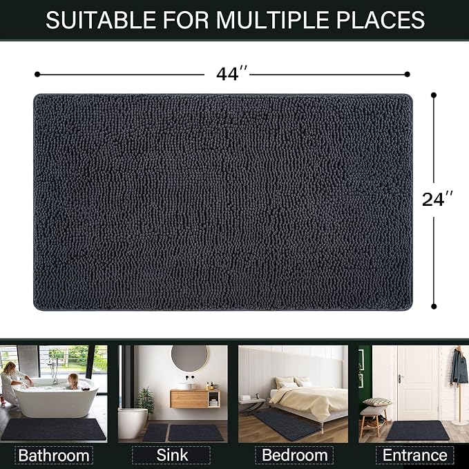 LOCHAS Luxury Bathroom Rug Shaggy Bath Mat 24 x 44 Inch, Washable Non Slip Bath - Image 2