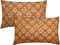 Burnt Orange Pillow Covers 12x20 Inch Set of 2, Cream Floral Block Print by Sivirary