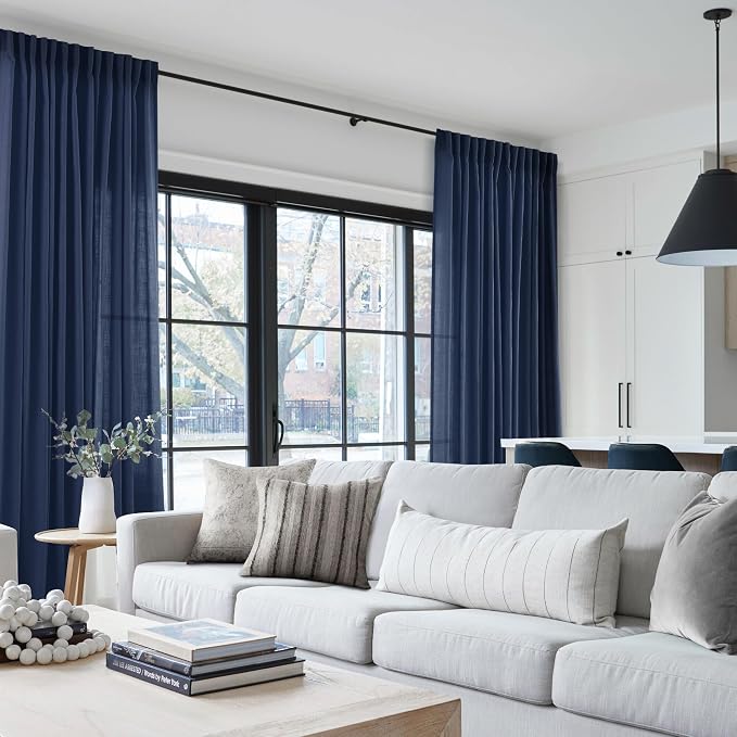 Navy Blue Curtains 90 inch Length - Image 7