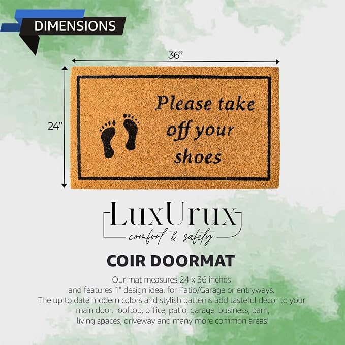 LuxUrux Welcome Mats Outdoor Coco Coir Doormat, - Image 2