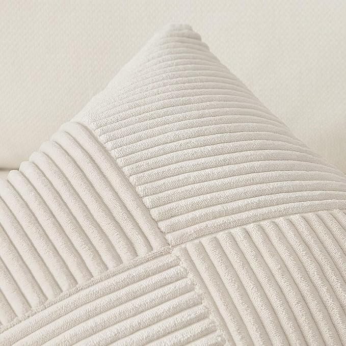 Topfinel 24x24 inches Pillow Covers Set of 2 Cream White Corduroy Decorative - Image 7