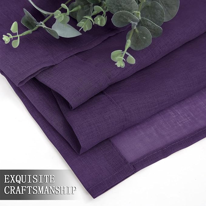 Tollpiz Short Sheer Curtains Linen Textured Living Room Curtain Sheers Light - Image 7