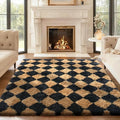 Ophanie Checkered Black & Beige Rhombus Rugs by Ophanie