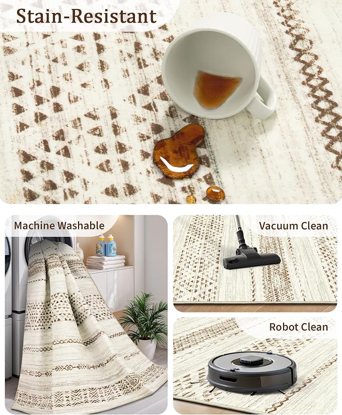 3x5 Washable Rug Moroccan Small Entryway Rug Non Slip Indoor Floor Carpet - Image 4