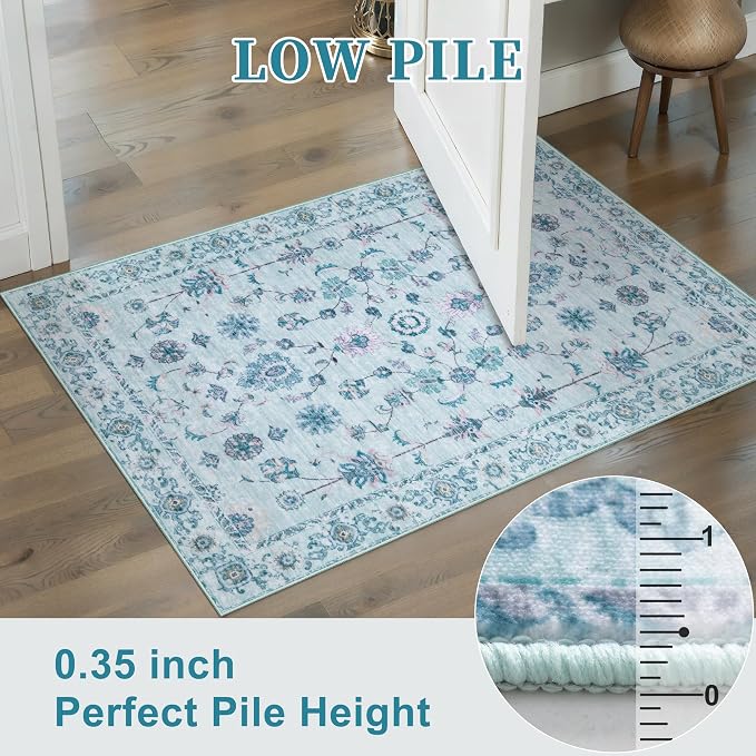 Tangsoo Washable Runner Rug for Hallway Non Slip, 2x6 Boho Floral Vintage - Image 3