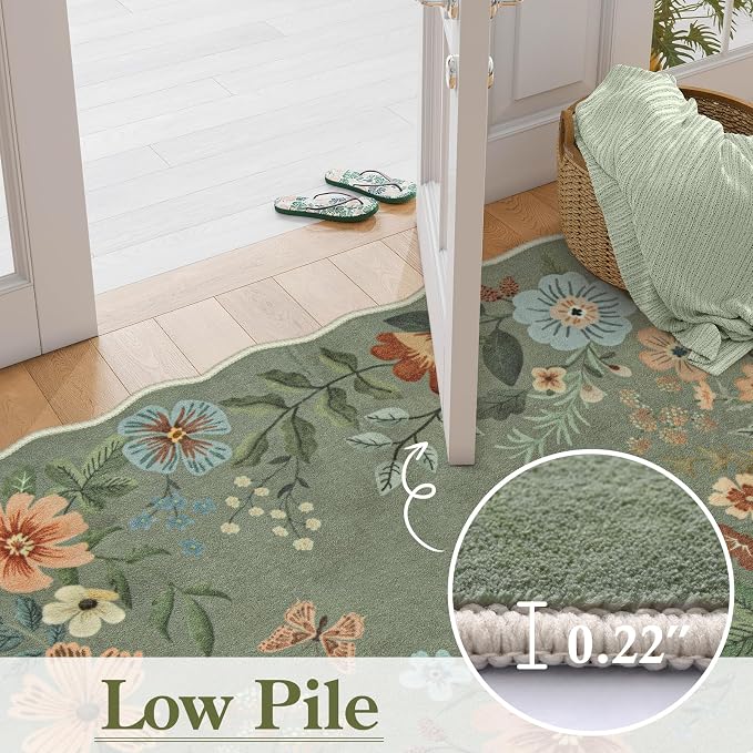 Lahome Floral Washable Runners for Hallways, 2x5 Kitchen Runner Ultra-Thin - Image 5