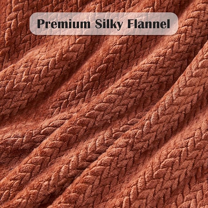 NEWCOSPLAY Super Soft Queen Blanket Coffee Premium Silky Flannel Fleece Leaves - Image 5