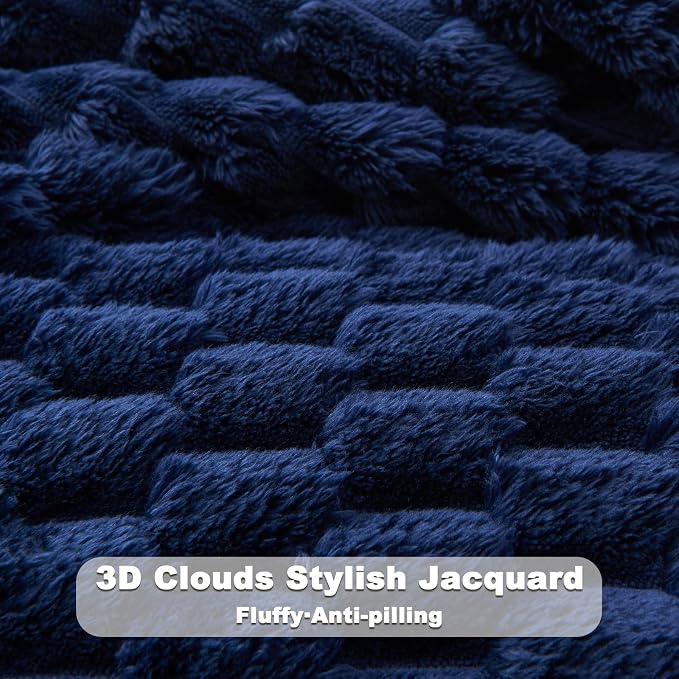 NEWCOSPLAY Super Soft Queen Blanket Dark Navy Premium Silky Flannel Fleece 3D - Image 5