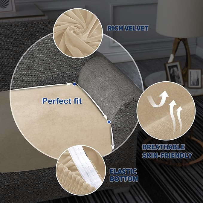 MAXIJIN Velvet Stretch Cushion Covers Couch Cushion Slipcovers Loveseat Sofa - Image 5