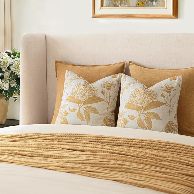 Foindtower Set of 2 Linen Floral Vintage Throw Pillow Covers Neutral Accent - Image 7