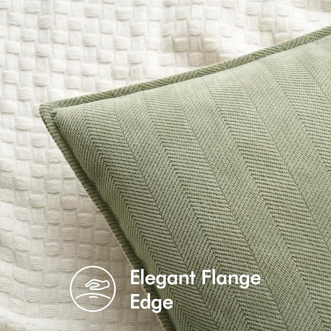 MIULEE Pack of 2 Sage Green Decorative Pillow Covers 22x22 Inch Soft Chenille - Image 2