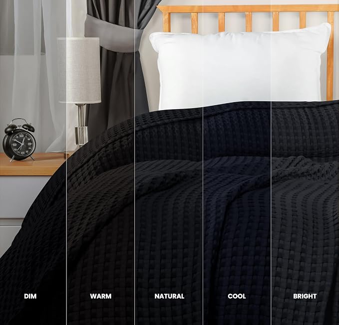 Utopia Bedding Black 100% Cotton Waffle Blanket 300 GSM Soft Lightweight - Image 6
