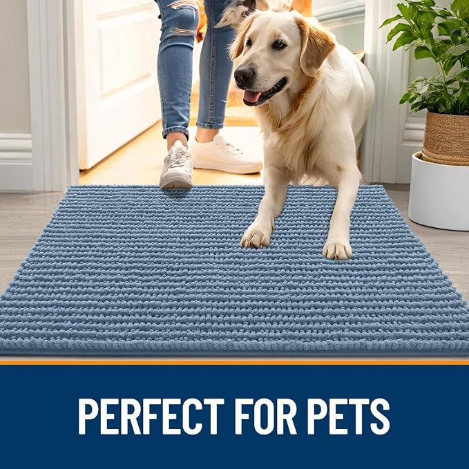 OLANLY Dog Door Mat for Muddy Paws 47x17, Ultra Absorbent Chenille Mud Doormat - Image 6