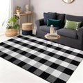 OLANLY Buffalo Plaid Rug 3' x 5' – Black and White Cotton Checkered Doormat by OLANLY