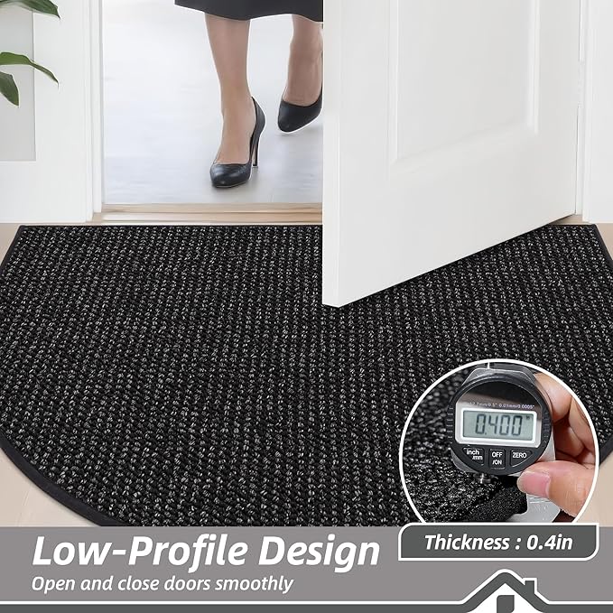 BEQHAUSE Dirt Trapper Door Mat 26" x 40" Half Circle Non-Slip Washable Doormats - Image 5
