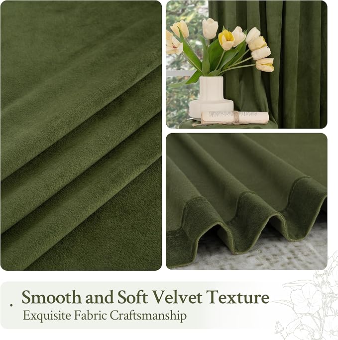 LAMIT Sage Green Velvet Curtains 90 Inches Long, Luxury Thermal Insulated - Image 7