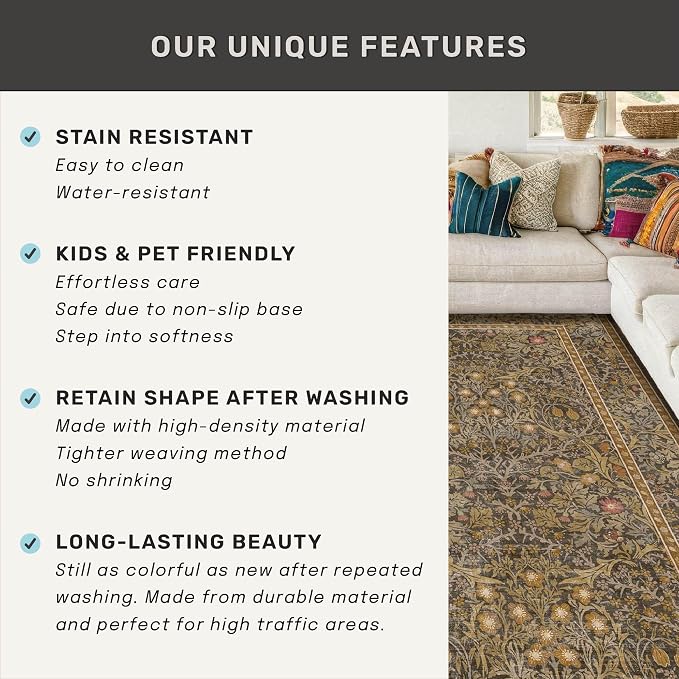 Vintage Floral Brown 3x5 Area Rugs - Image 7