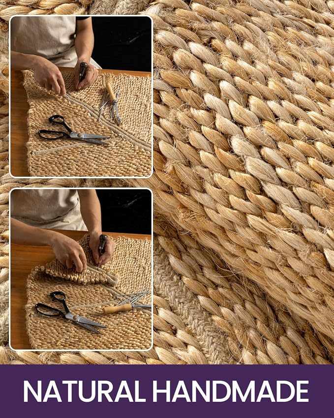 DEXI Jute Door Mat Inside Entryway Braided Woven, 20x32 Front Entrance Doormat - Image 7