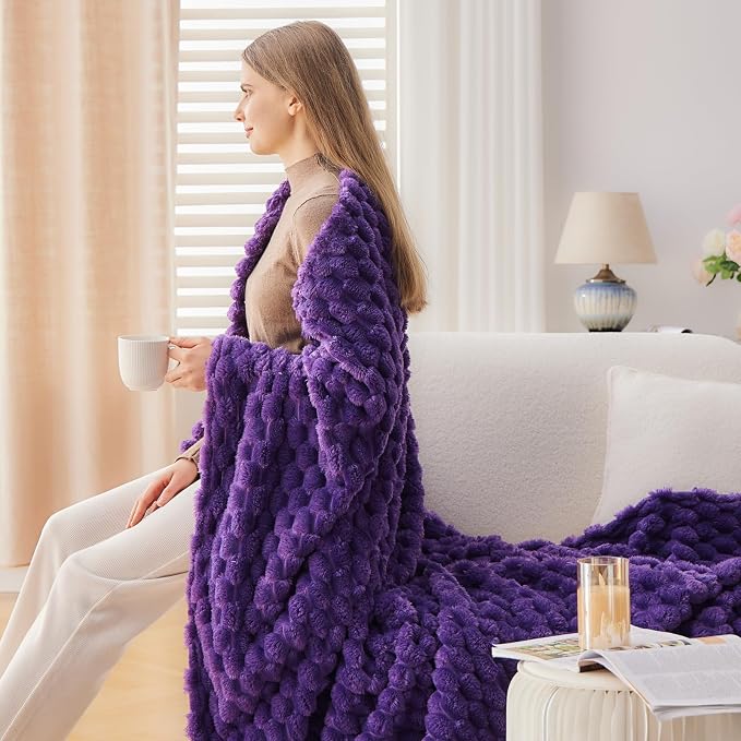 NEWCOSPLAY Super Soft Twin Blanket Purple Premium Silky Flannel Fleece 3D - Image 4