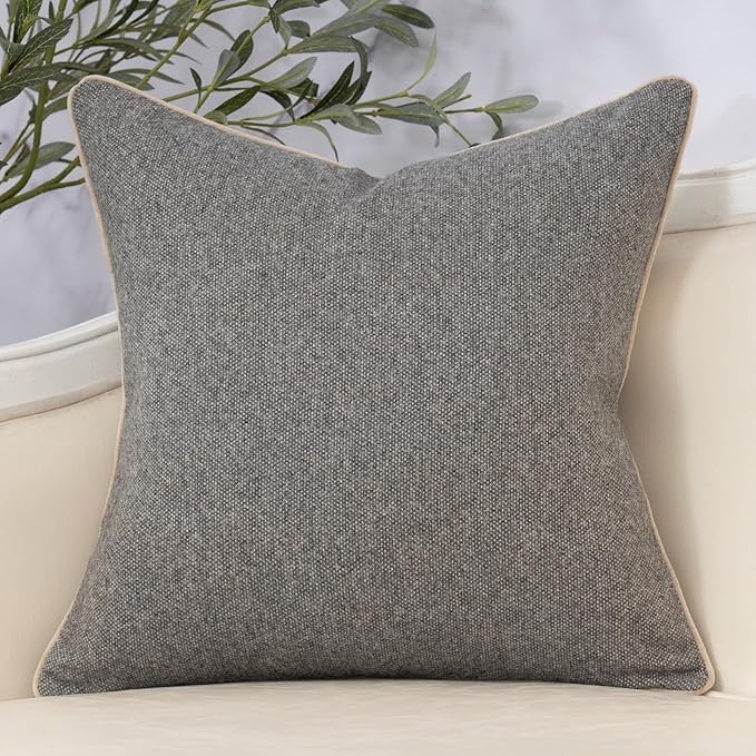 Yangest Neutral Floral Pillow Cover 20 x 20 Inches, Vintage Chenille Square - Image 2