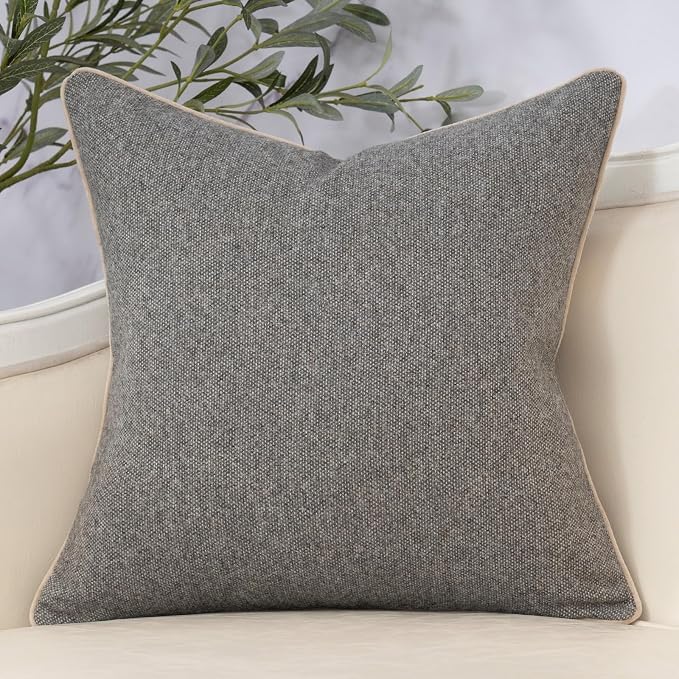 Yangest Neutral Floral Pillow Cover 24 x 24 Inches, Vintage Chenille Square - Image 2