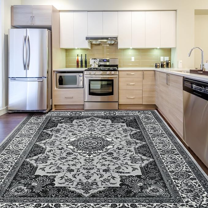 Area Rug for Living Room, 5x7Ft Machine Washable Grey Rugs for Bedroom - Image 4