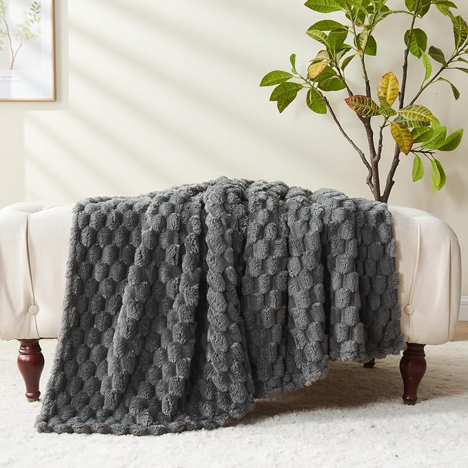 NEWCOSPLAY Super Soft King Blanket Grey Premium Silky Flannel Fleece 3D Clouds - Image 9