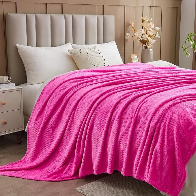 NEWCOSPLAY Super Soft Throw Blanket Hot Pink Premium Silky Flannel Fleece - Image 8