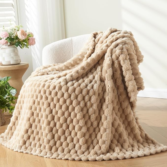 NEWCOSPLAY Super Soft King Blanket Brown Premium Silky Flannel Fleece 3D Clouds - Image 7