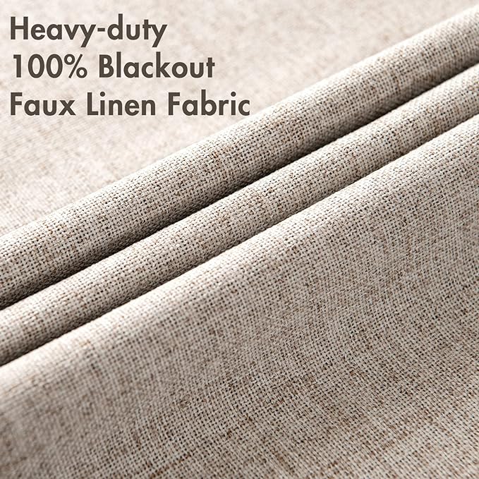 MIULEE Linen Blackout Curtains and Drapes 100% Room Darkening Thermal Insulated - Image 5