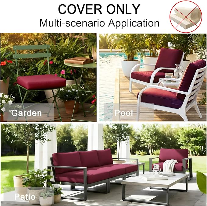 NettyPro Outdoor Cushion Covers Replacement Set 4 Water Repellent UV Resistant - Image 8