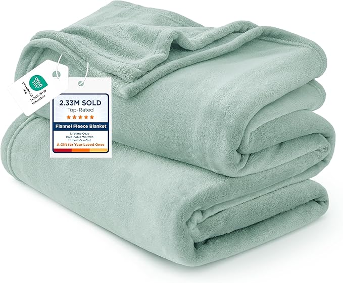Bedsure GentleSoft Fleece Blanket California King Sage Green by BEDSURE