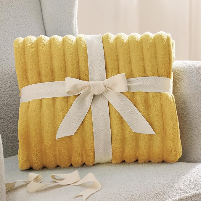 Bedsure GentleSoft Yellow California King Size Blanket - Image 7