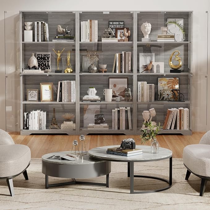 BROTTAR Display Cabinet with Glass Doors, 4-Tier Curio Cabinet with 3 Color - Image 5