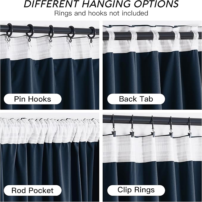 RYB HOME Navy Blue Velvet Curtains 84 inches- Velevt Blackout Curtains - Image 3