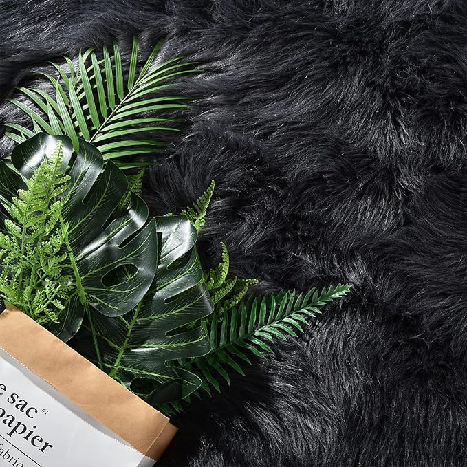 Latepis Dark Grey Round Rugs 4ft Circle Faux Fur Rug Washable Fluffy Furry Boho - Image 5