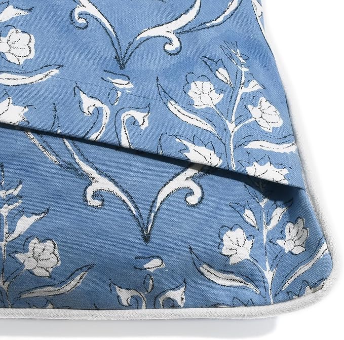 Ridhi Block Print Cornflower Blue Pillow Cover 16" x 16" Decorative Couch - Image 5
