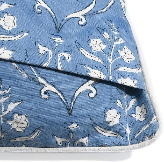 Ridhi Block Print Cornflower Blue Pillow Cover 20" x 20" Decorative Couch - Image 5