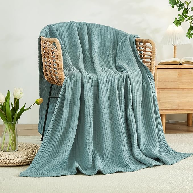 EMME Cotton Blanket Twin XL for Bed Soft Muslin Blankets 66"x90" Lightweight by EMME