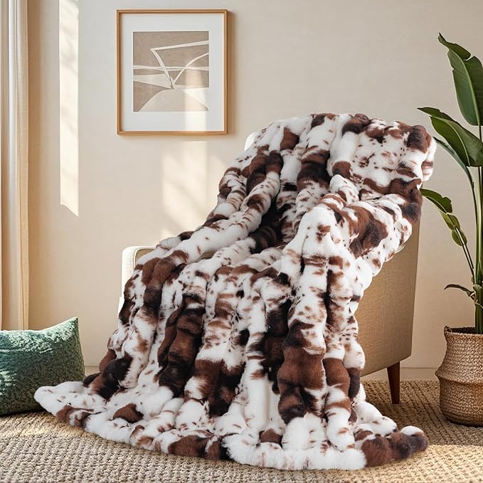 Touchat Cow Print Blanket for Couch, Faux Fur Throw Blanket, Super Heavy Warm - Image 7