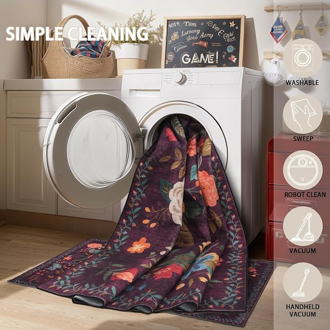 Rug for Hallways Kitchen Rug 3x7, Non Slip Washable Rugs - Image 3