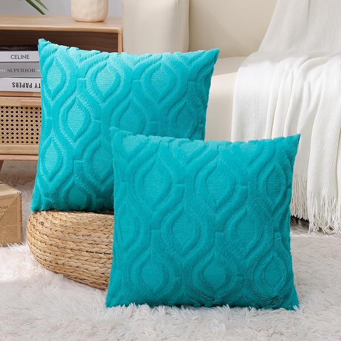 decorUhome Summer Throw Pillow Covers 24x24 Inch Set of 2, Soft Plush Faux Wool - Image 8