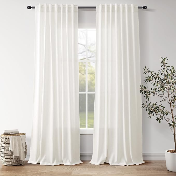 Nanspring Neutral Linen Curtains 96 Inches Long by Nanspring